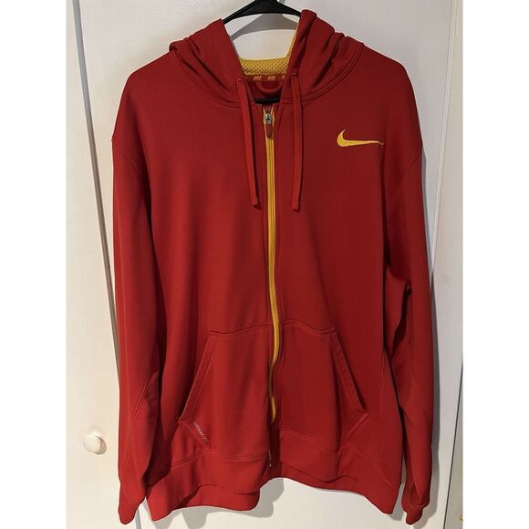 Nike Men's XL Therma-fit Full Zip Hood Jacket Red Yellow Chiefs Colors Kansas‎ - Picture 1 of 5